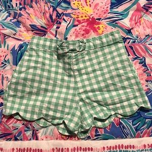 Green and white plaid shorts